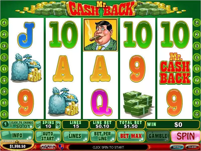 Mr. Cashback PlayTech Slots - Main Screen Reels