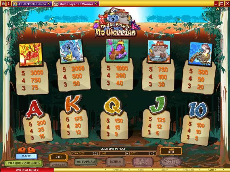 Multi-Player No Worries Microgaming Slots - Info and Rules