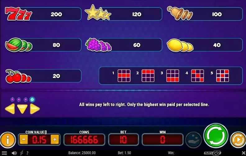 Mystery Joker 6000 Play'n GO Slots - Paytable