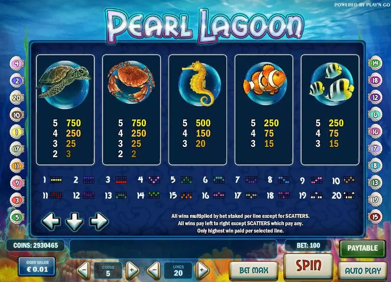Pearl Lagoon Play'n GO Slots - Info and Rules