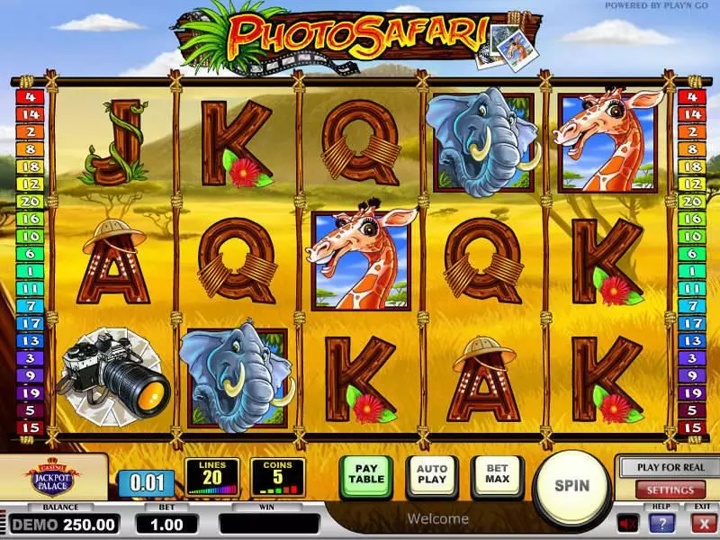 Photo Safari Play'n GO Slots - Main Screen Reels