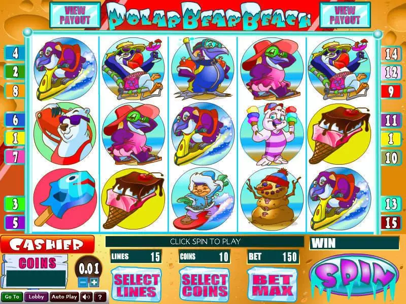 Polar Bear Beach Wizard Gaming Slots - Main Screen Reels