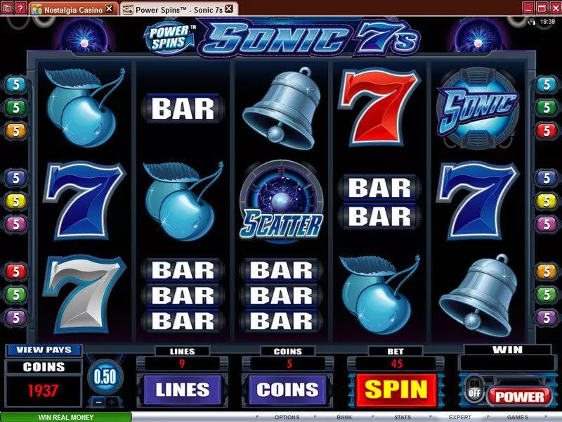 Power Spins - Sonic 7's Microgaming Slots - Main Screen Reels