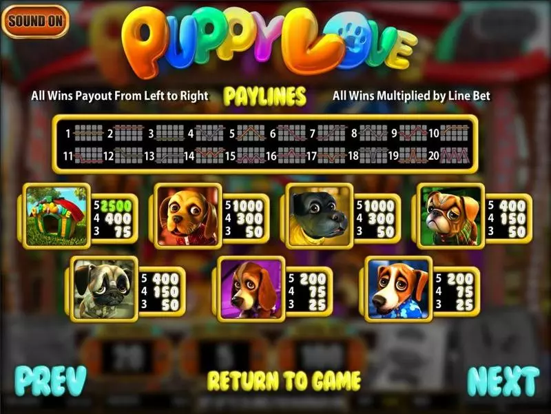 Puppy Love BetSoft Slots - Info and Rules