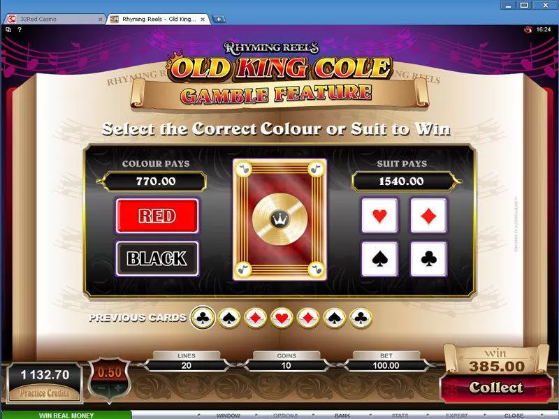 Rhyming Reels - Old King Cole Microgaming Slots - Gamble Screen