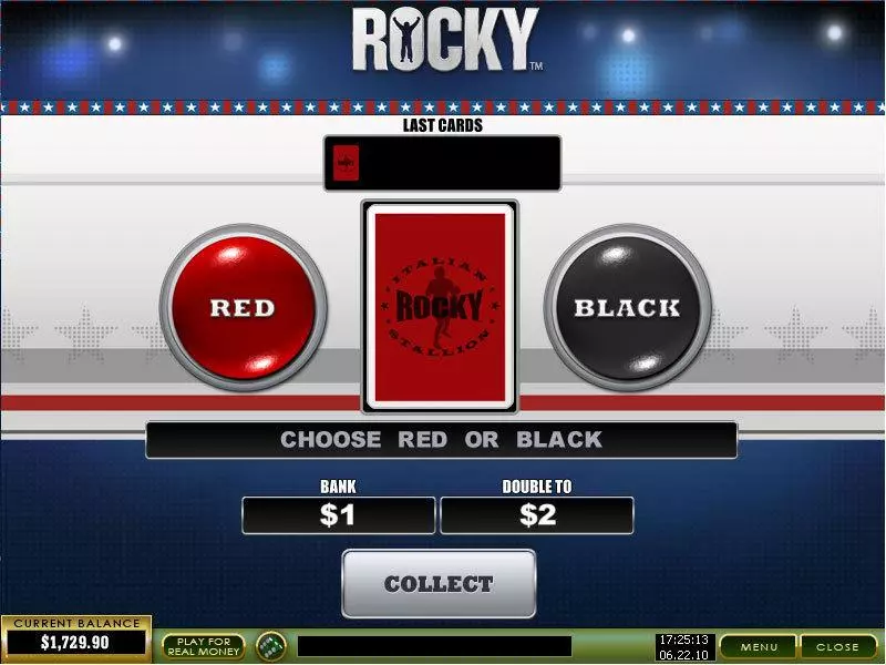 Rocky PlayTech Slots - Gamble Screen