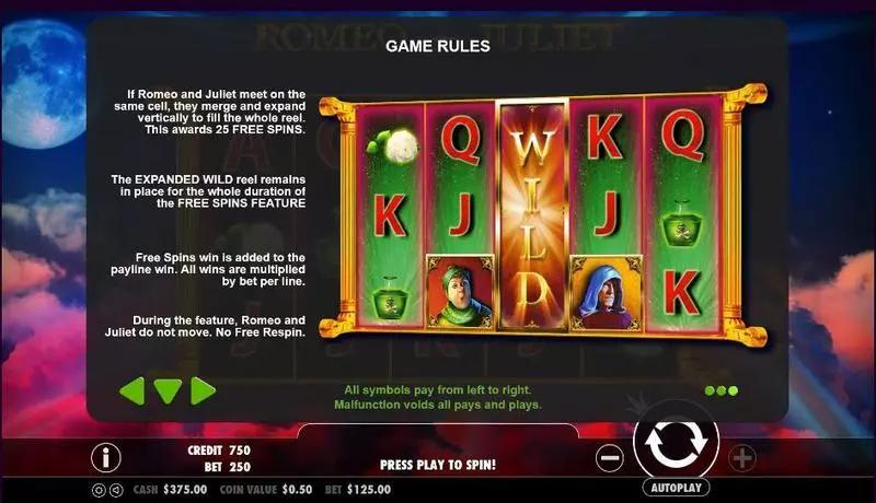 Romeo and Juliet Pragmatic Play Slots - Info and Rules