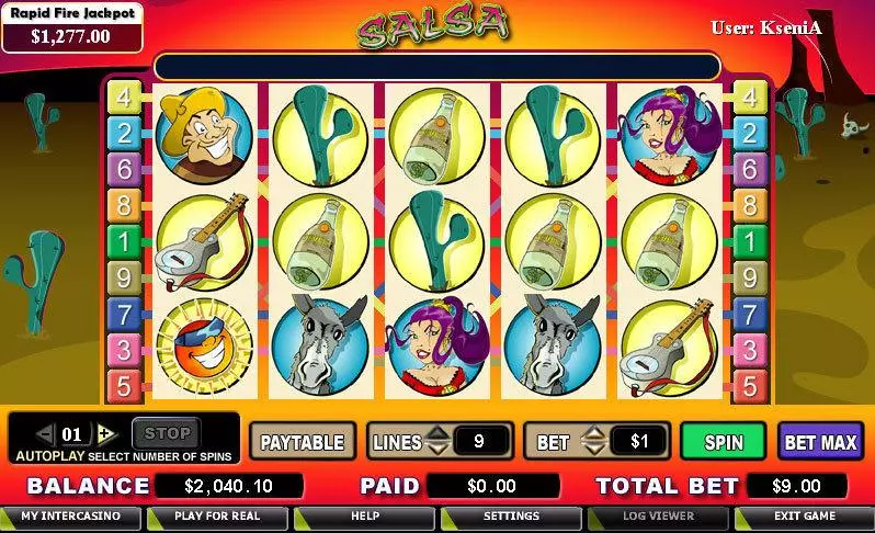 Salsa CryptoLogic Slots - Main Screen Reels