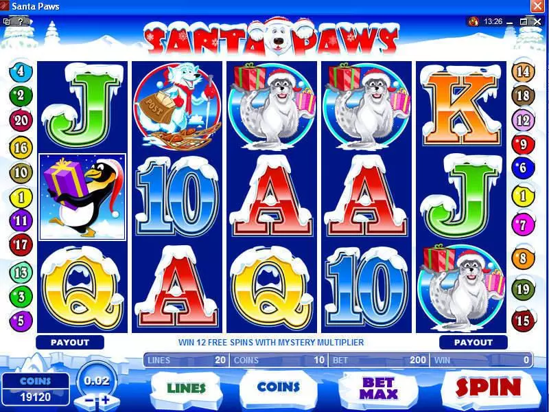 Santa Paws Microgaming Slots - Main Screen Reels