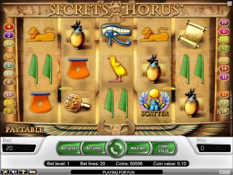 Secrets of Horus NetEnt Slots - Main Screen Reels
