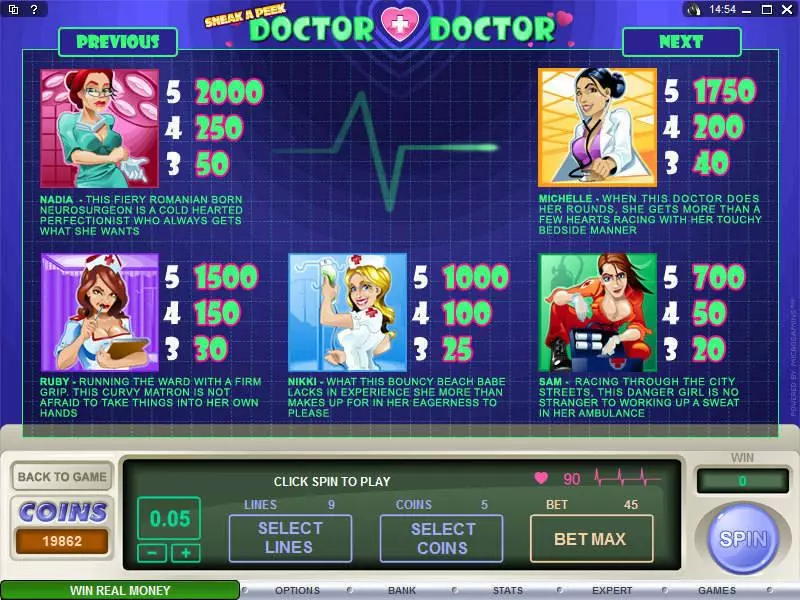Sneak a Peek - Doctor Doctor Microgaming Slots - Info and Rules