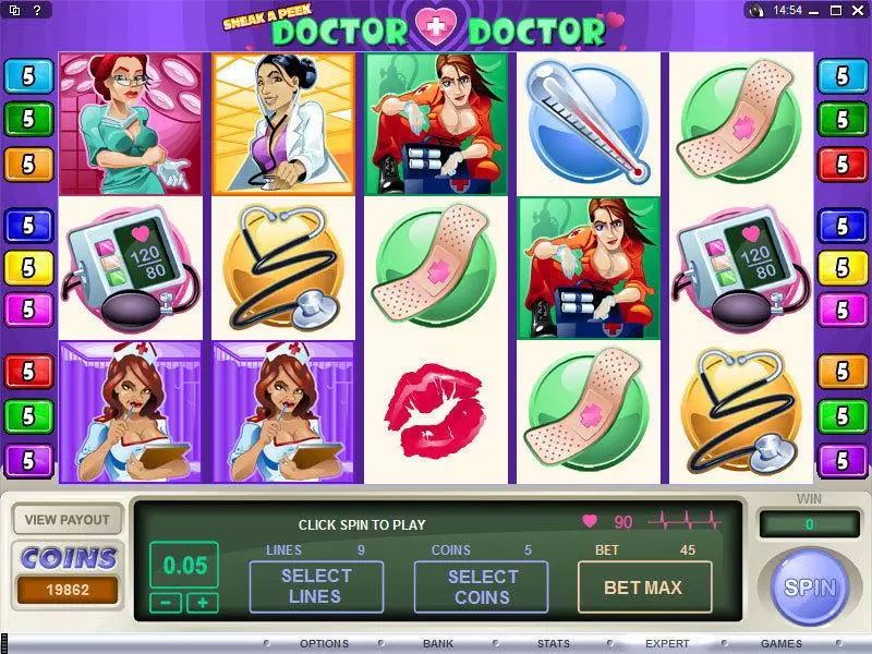Sneak a Peek - Doctor Doctor Microgaming Slots - Main Screen Reels