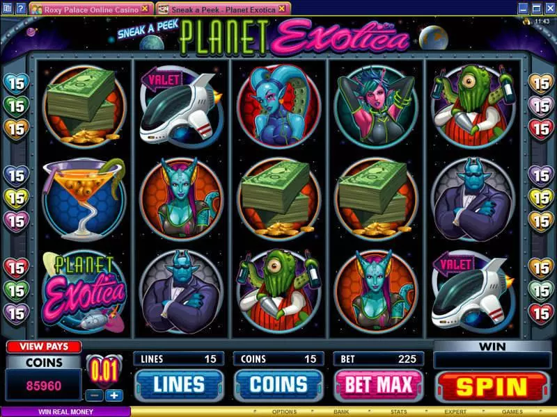 Sneak a Peek - Planet Exotica Microgaming Slots - Main Screen Reels