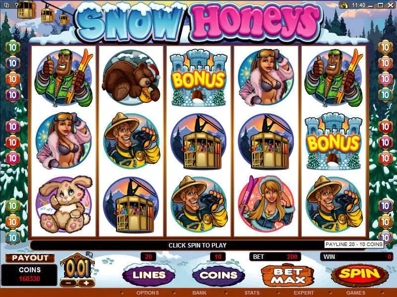 Snow Honeys Microgaming Slots - Main Screen Reels