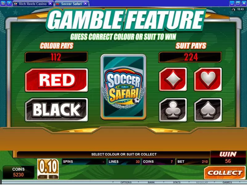 Soccer Safari Microgaming Slots - Gamble Screen