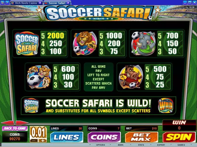 Soccer Safari Microgaming Slots - Info and Rules