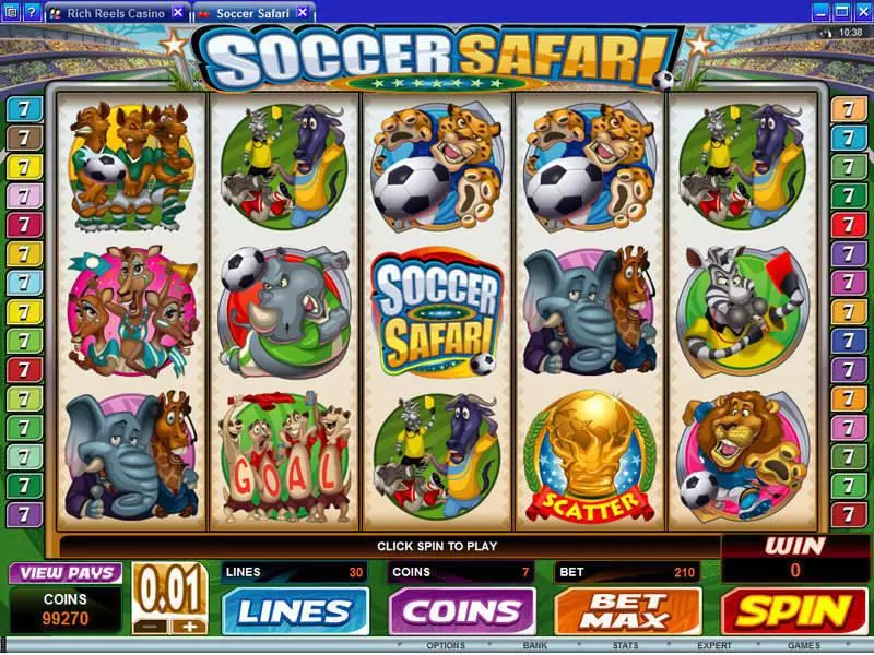 Soccer Safari Microgaming Slots - Main Screen Reels