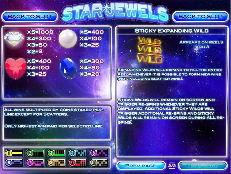 Star Jewels Rival Slots - Info and Rules