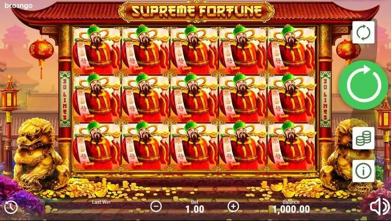 Supreme Fortune Booongo Slots - Main Screen Reels