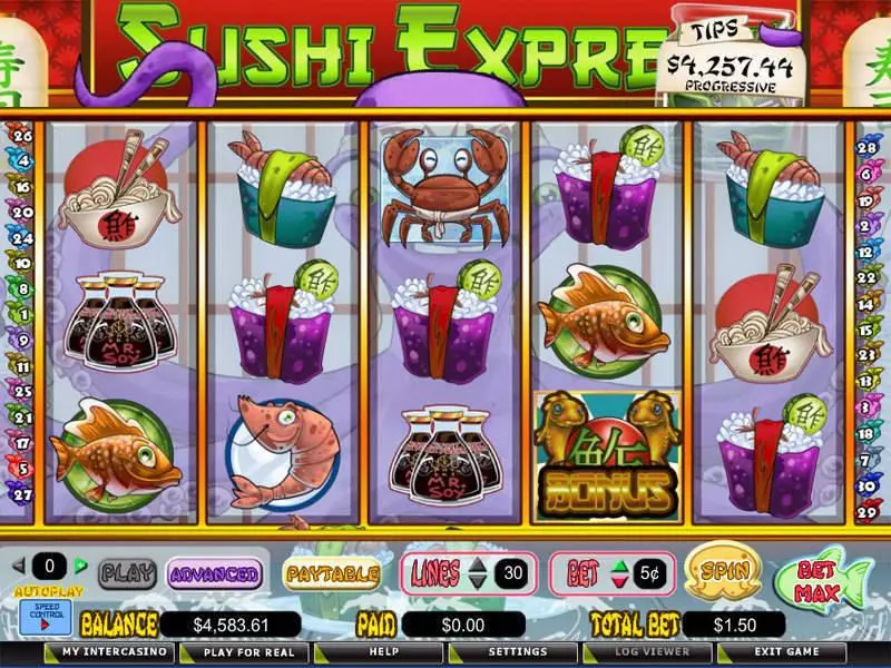 Sushi Express CryptoLogic Slots - Main Screen Reels