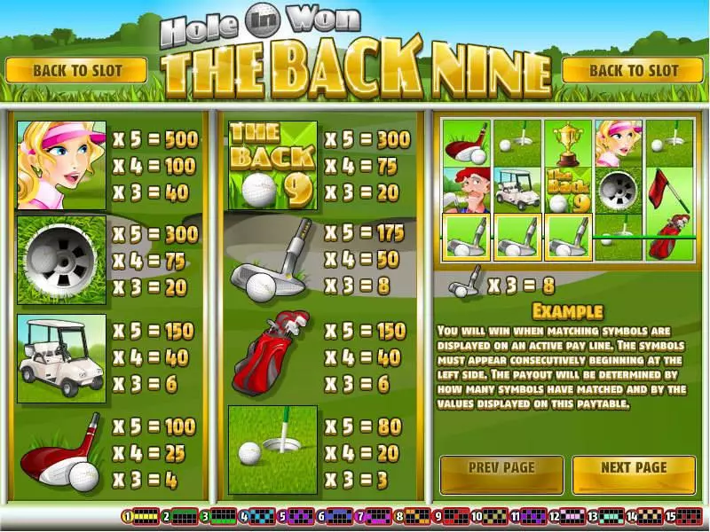 The Back Nine Rival Slots - Info and Rules