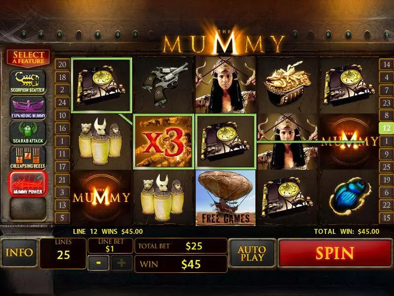 The Mummy PlayTech Slots - Main Screen Reels