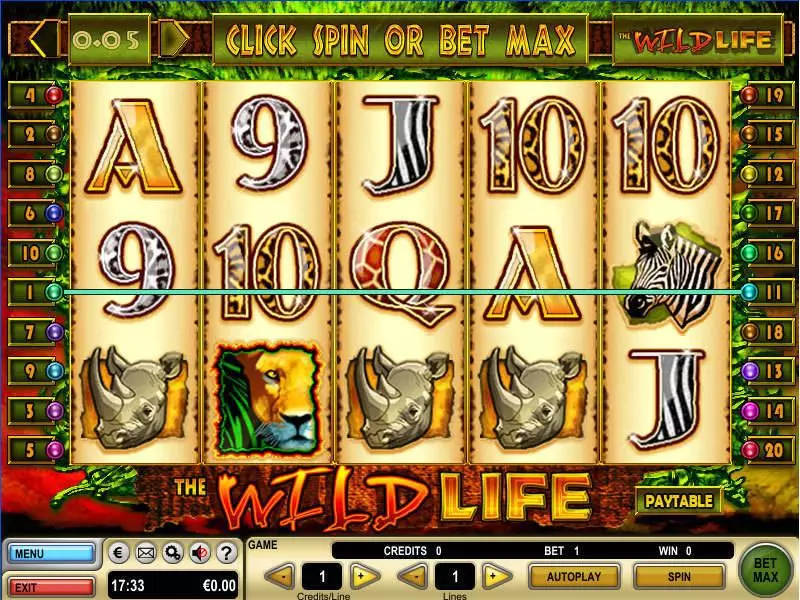 The Wild Life GTECH Slots - Main Screen Reels