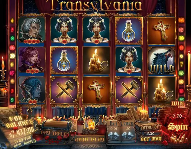 Transylvania Topgame Slots - Main Screen Reels