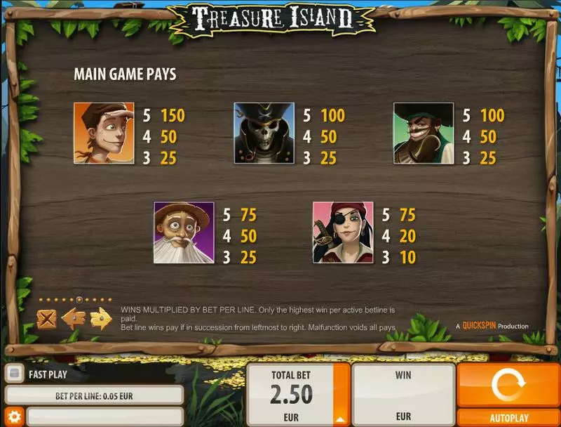 Treasure Island Quickspin Slots - Info and Rules
