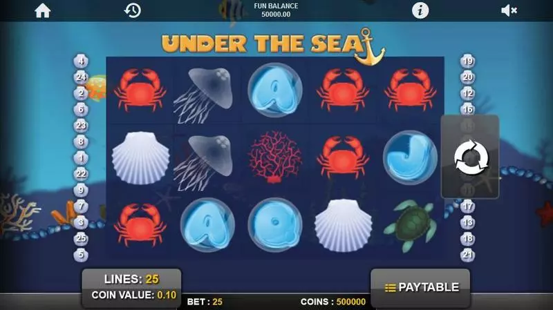 Under the Sea 1x2 Gaming Slots - Main Screen Reels