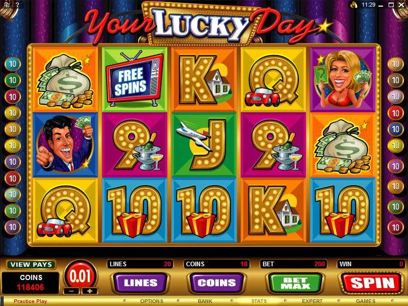 Your Lucky Day Microgaming Slots - Main Screen Reels