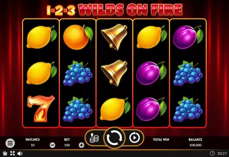 1-2-3 Wilds on Fire Apparat Gaming Slots - Main Screen Reels