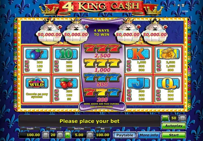 4 King Ca$h Novomatic Slots - Info and Rules