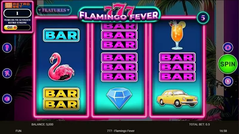 777 – Flamingo Fever Spinomenal Slots - Main Screen Reels