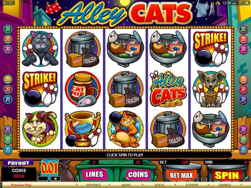 Alley Cats Microgaming Slots - Main Screen Reels