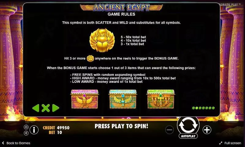 Ancient Egypt Pragmatic Play Slots - Bonus 1
