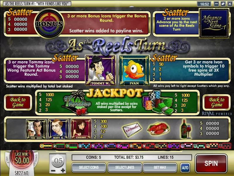 As the Reels Turn 1 Rival Slots - Info and Rules