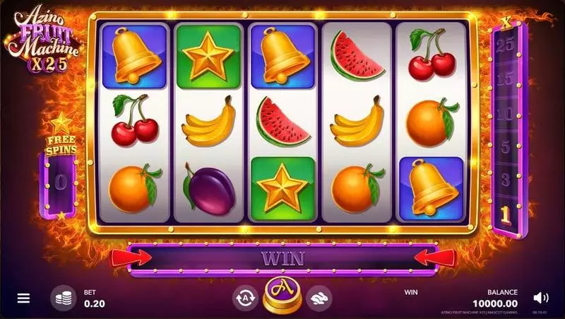 Azino Fruit Machine x25 Mascot Gaming Slots - Main Screen Reels