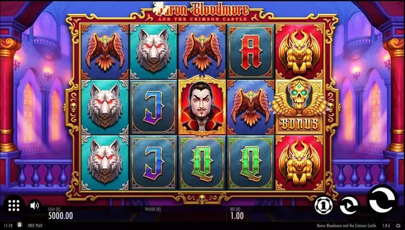Baron Bloodmore and the Crimson Castle Thunderkick Slots - Main Screen Reels