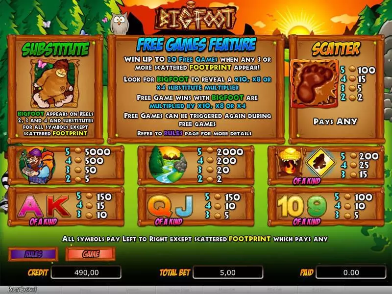 Bigfoot bwin.party Slots - Info and Rules