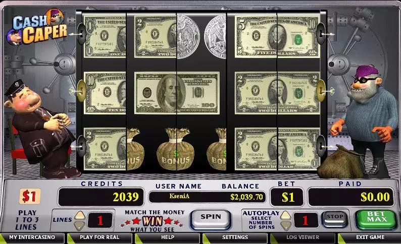 Cash Caper CryptoLogic Slots - Main Screen Reels
