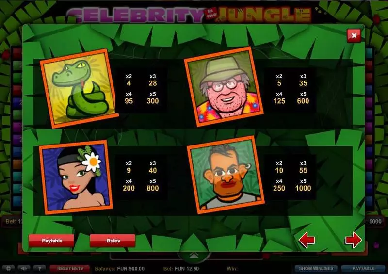 Celebrity in the Jungle 1x2 Gaming Slots - Bonus 1