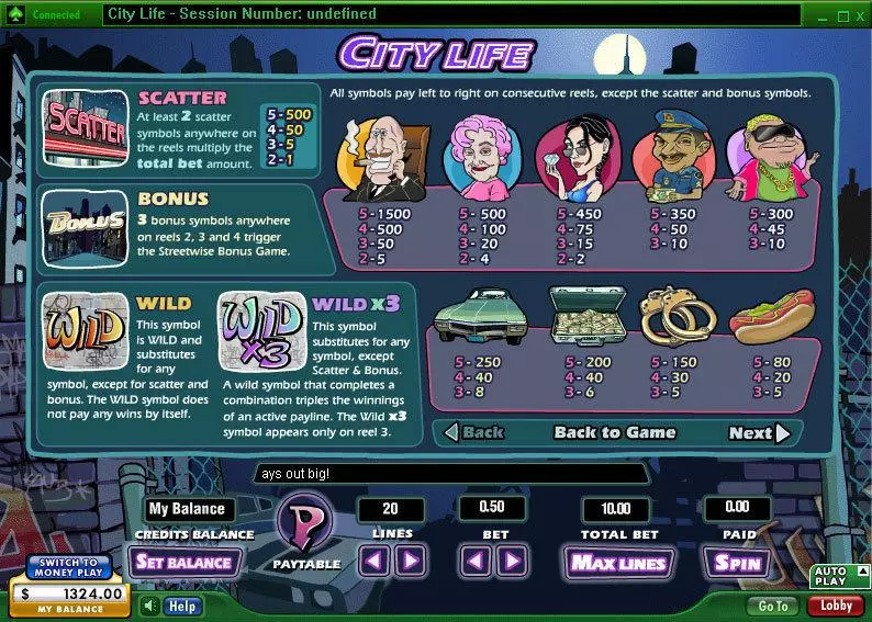 City Life 888 Slots - Info and Rules