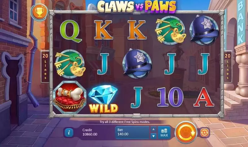 Claws vs Paws Playson Slots - Main Screen Reels