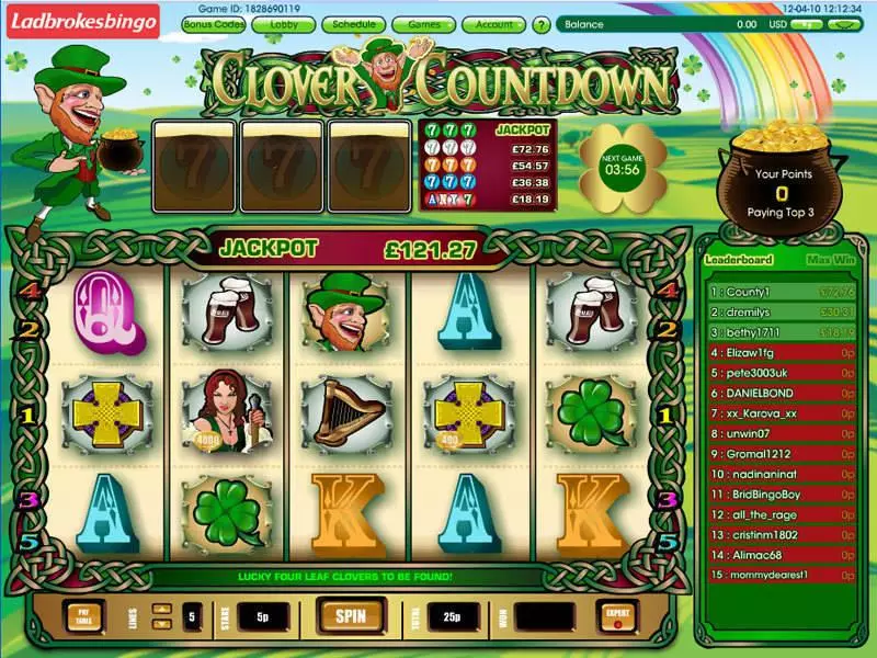Clover Countdown Mini Virtue Fusion Slots - Main Screen Reels