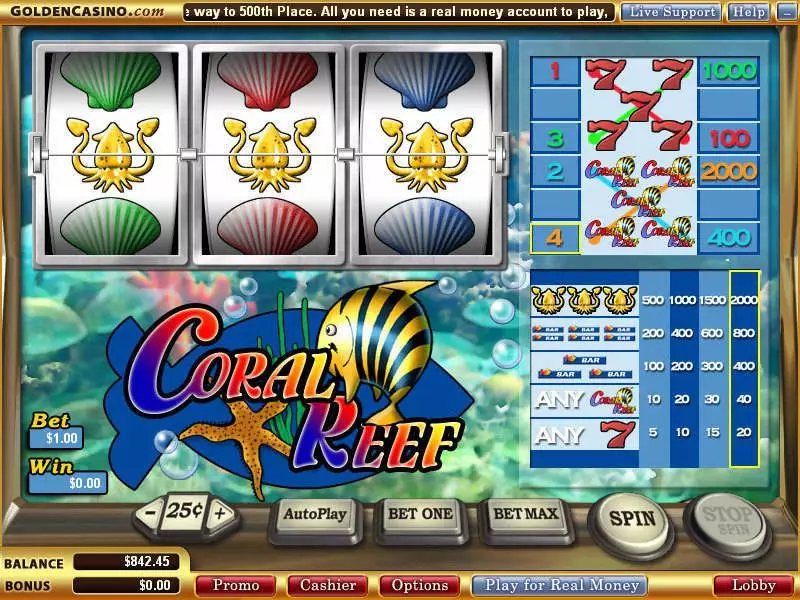 Coral Reef WGS Technology Slots - Main Screen Reels