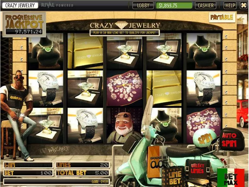 Crazy Jewelry Sheriff Gaming Slots - Main Screen Reels