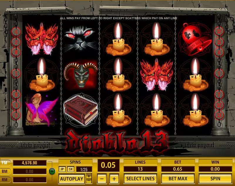 Diablo 13 Topgame Slots - Main Screen Reels
