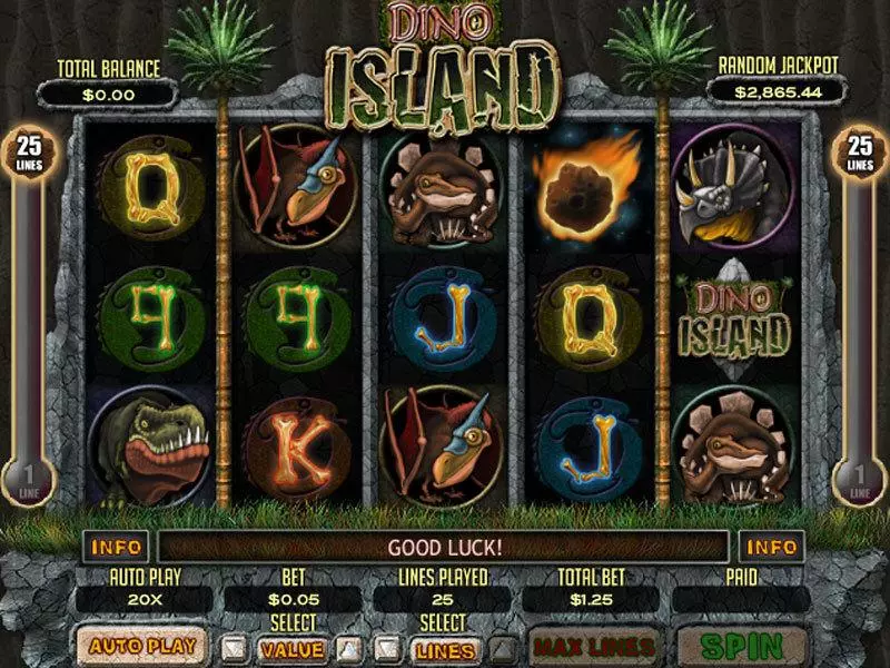 Dino Island RTG Slots - Main Screen Reels
