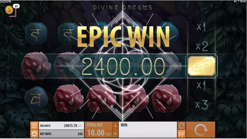 Divine Dreams Quickspin Slots - Winning Screenshot